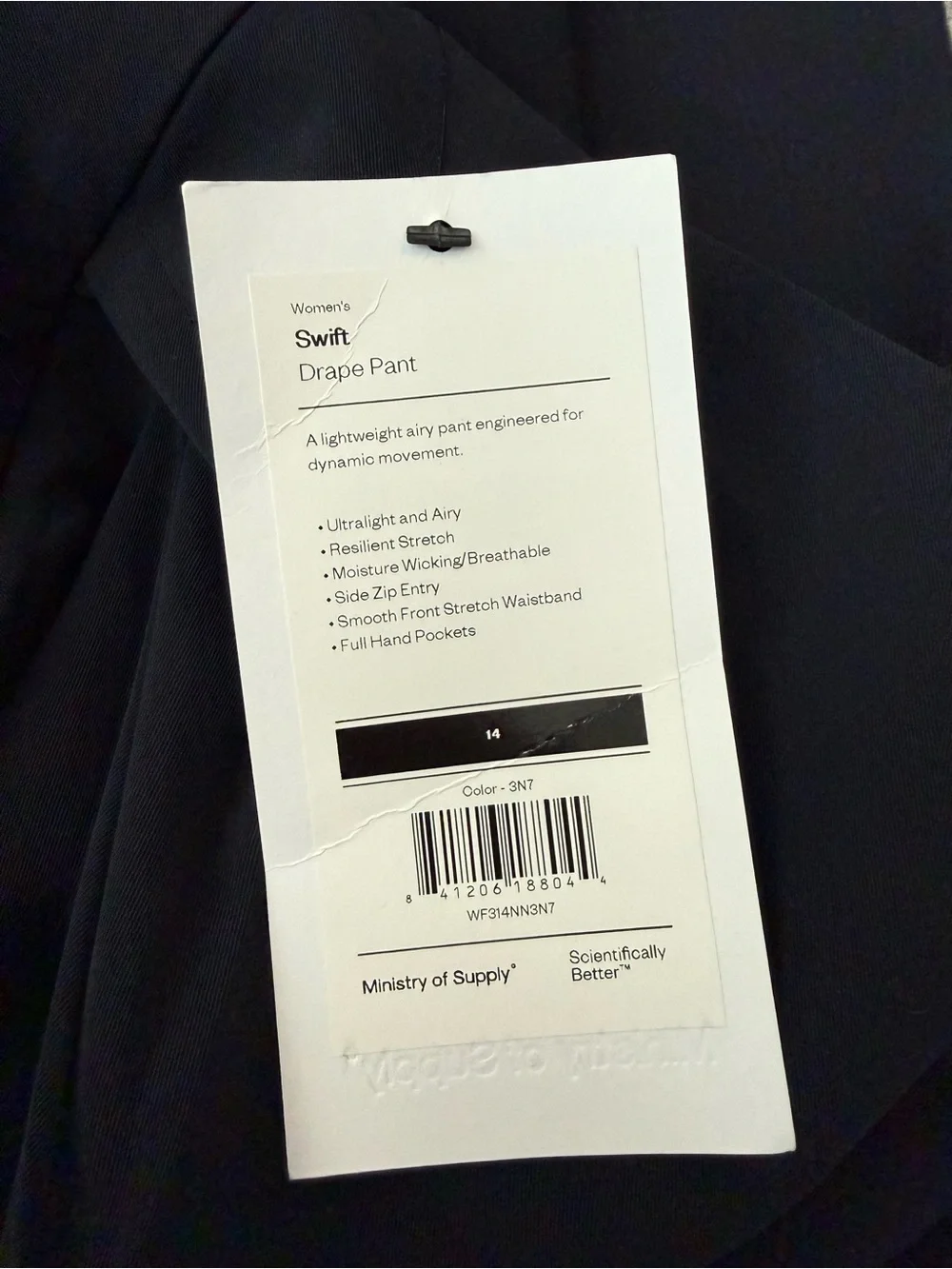 NWT Ministry of Supply Swift Drape Ultralight Stretch Pants Size 14